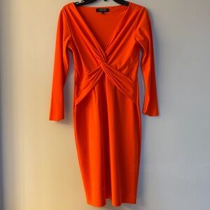 La Petite Robe Chiara Boni cross twist front bright deep orange-red dress 46